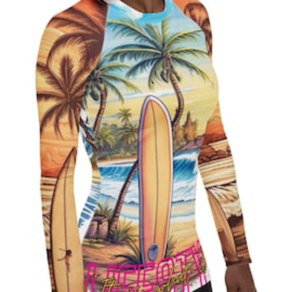Mudpups Surf & Sand Crop Top Rashguard For Surfer Girl Vacay Shirt For Surfing
